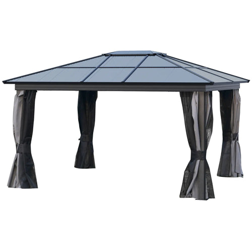 12' x 15' Hardtop Gazebo, Polycarbonate Roof, Aluminum Frame, Dark Grey