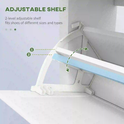 Narrow Shoe Storage, 3 Flip Drawers, Adjustable Shelves, Holds 12 Pairs, White Shoe Storage Cabinets & Racks at Gallery Canada