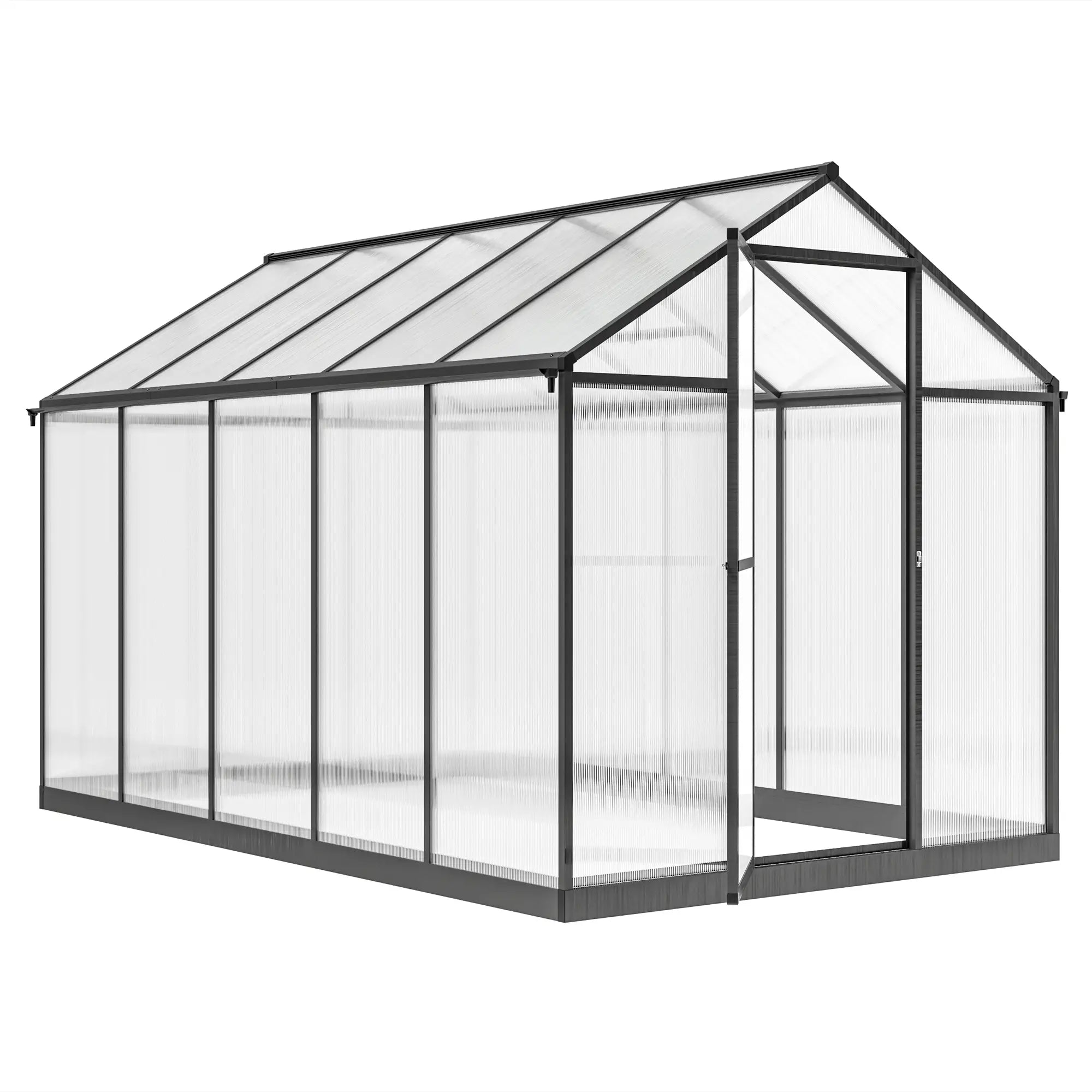 6' x 10' x 6.4' Polycarbonate Greenhouse, Aluminum Walk-In, Charcoal Grey Walk In Greenhouses Transparent Sheets, Charcoal Grey Frame at Gallery Canada