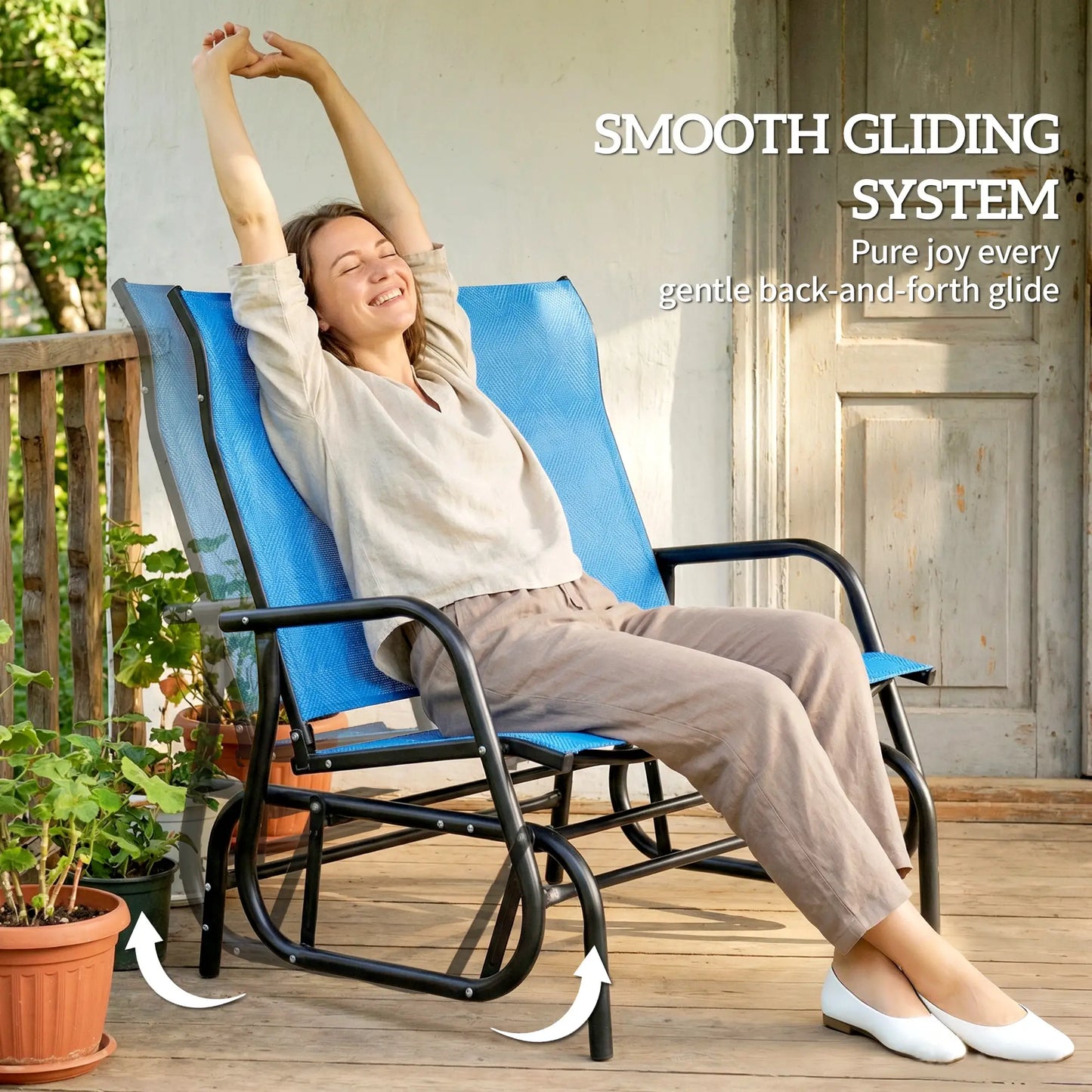 Outdoor Glider Bench, 2 Person Patio Glider, Blue Outdoor Gliders at Gallery Canada