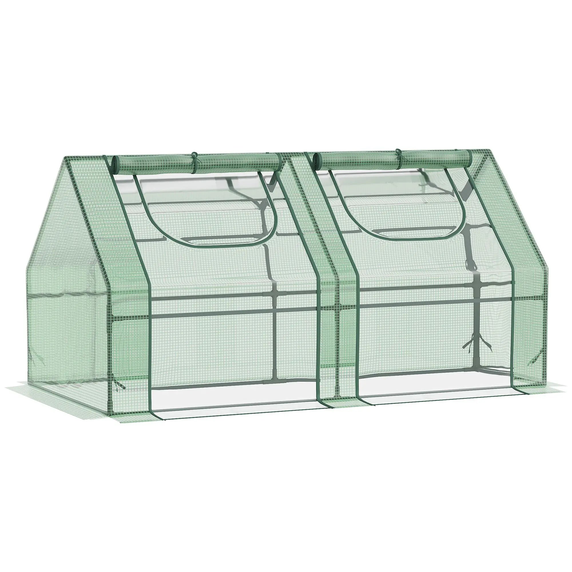 6' x 3' x 3' Portable Mini Greenhouse, Steel Frame, 2 PE Covers, Dark Green Mini Greenhouses at Gallery Canada