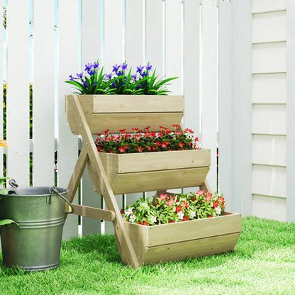3 Tier Elevated Planter Box, Wooden Raised Garden Bed, 26" x 30" x 30", Green Elevated Garden Beds at Gallery Canada