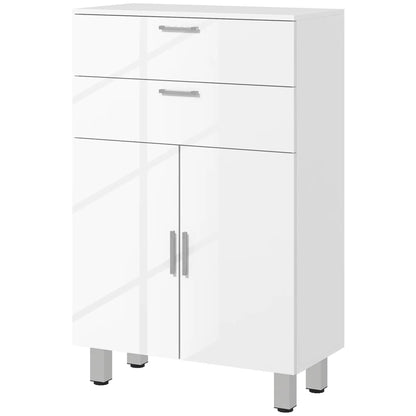 Bathroom Floor Cabinet, 2 High Gloss Drawers, White, White Freestanding Bathroom Cabinets White at Gallery Canada