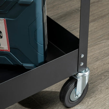 2 Tier Rolling Tool Cart, Steel Mobile Utility Cart, 330lbs, Black Tool Organizers at Gallery Canada