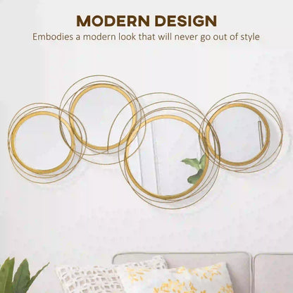 Metal Wall Art Circle Mirror, 42.25" W x 22" H, Gold Hand Painted Canvases at Gallery Canada