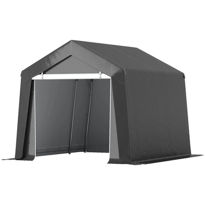 10' x 10' Outdoor Storage Shed, Portable Garage, Dark Grey