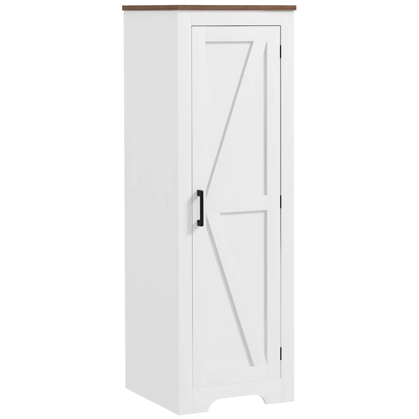 Farmhouse Accent Cabinet, Adjustable Shelf, Barn Door, White Storage Cabinets White, Brown at Gallery Canada