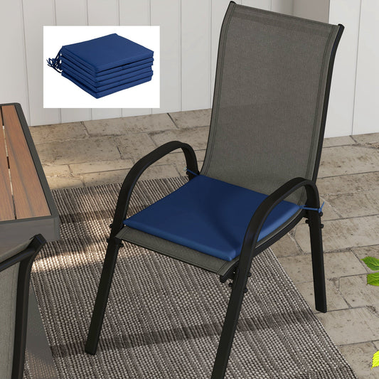 6-Piece Seat Cushion Pillows Replacement, Patio Chair Cushions Set with Ties for Indoor Outdoor, Deep Blue - Gallery Canada