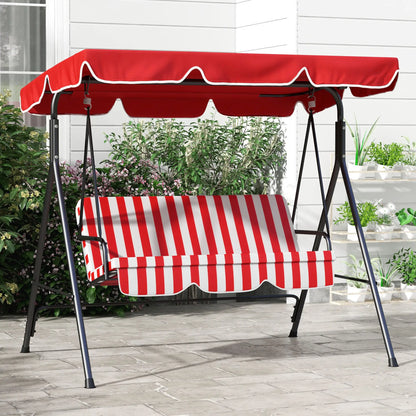 3-Seater Outdoor Porch Swing, Adjustable Canopy, Red Patio Swings with Stand at Gallery Canada