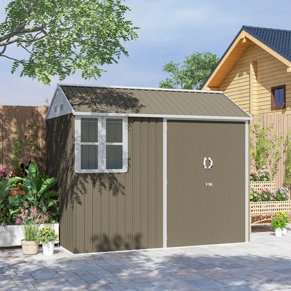 8.5' x 5.5' Metal Garden Shed, Outdoor Storage, Lockable Door, Light Grey Sheds at Gallery Canada