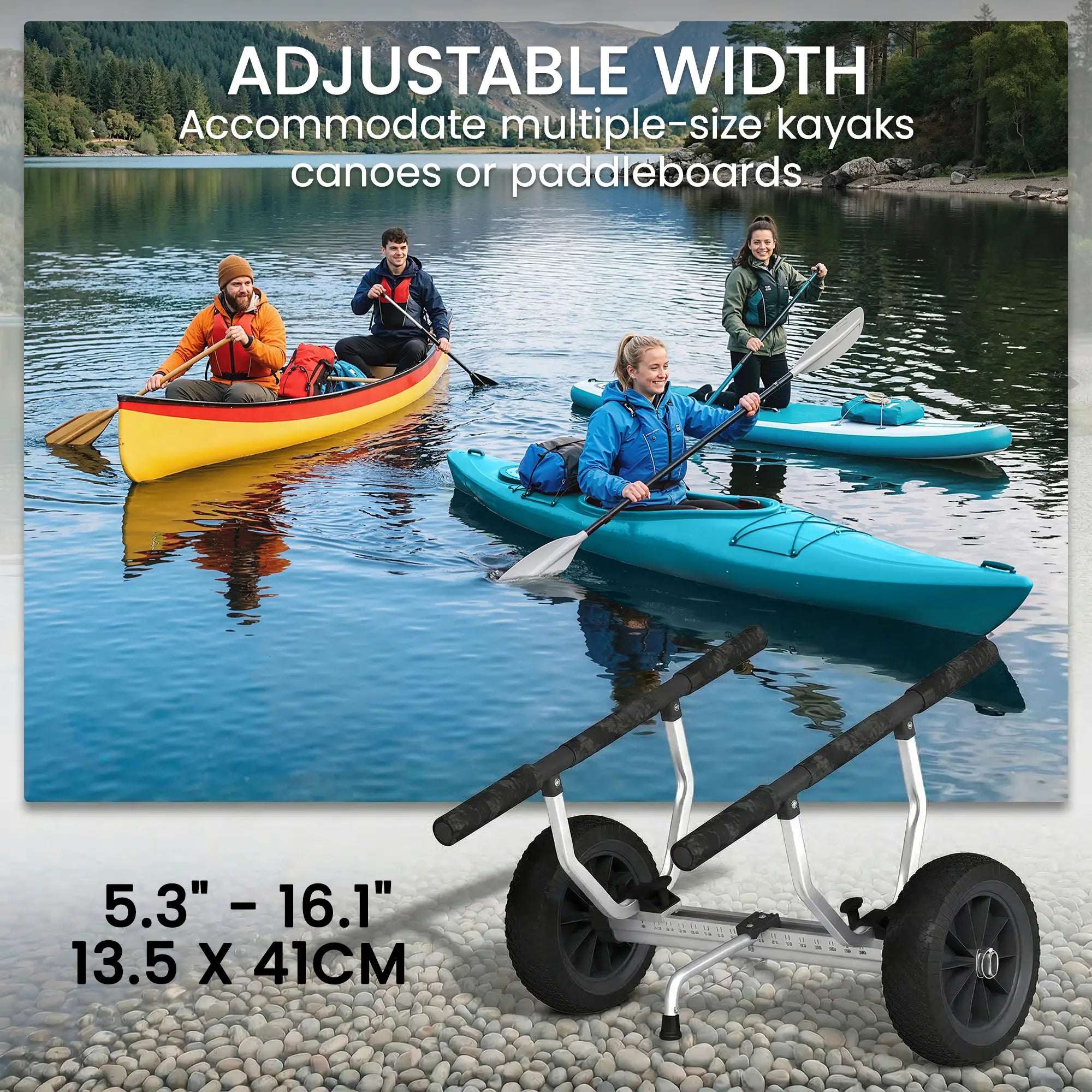 Kayak Cart Dolly, Adjustable Width, Black Kayak Carts at Gallery Canada