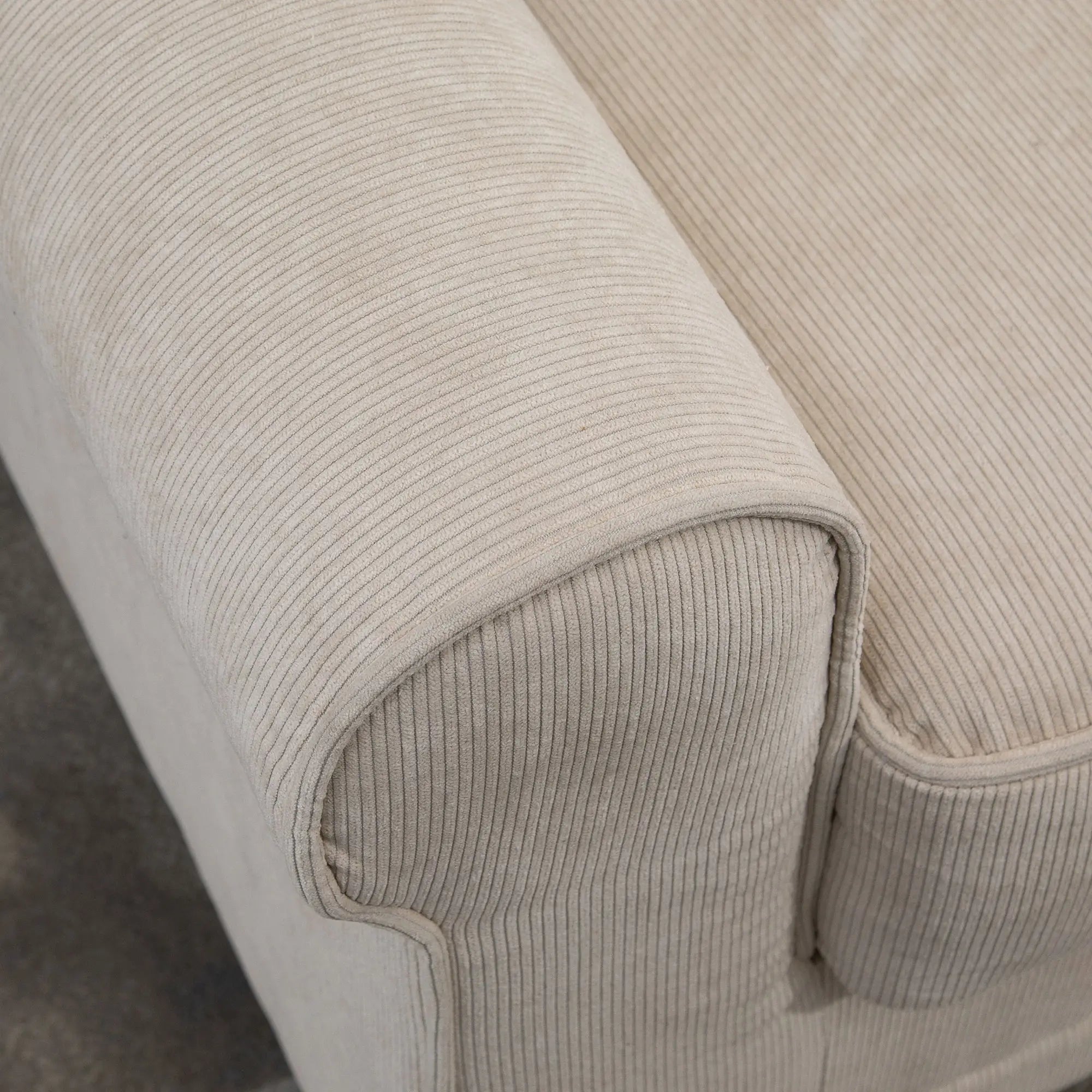Modern 3 Seater Sofa, Corduroy Fabric, Pine Wood Legs, Beige 3-Seater Sofas at Gallery Canada