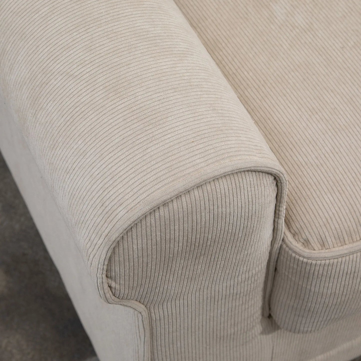 Modern 3 Seater Sofa, Corduroy Fabric, Pine Wood Legs, Beige 3-Seater Sofas at Gallery Canada