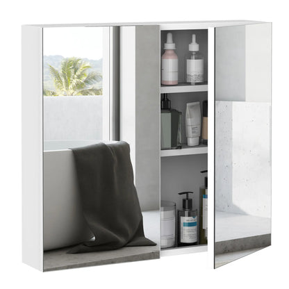 Wall Mounted Mirror Cabinet, Bathroom Medicine, 2 Doors, 3-Tier Shelving, White Mirror Medicine Cabinets at Gallery Canada