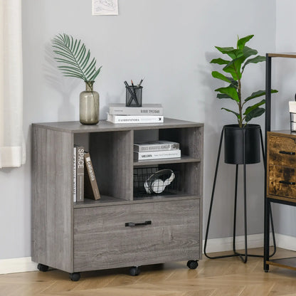 Lateral Filing Cabinet, Open Shelf, Mobile with Wheels, Letter Legal Size, Grey Office Cabinets & Cupboards at Gallery Canada