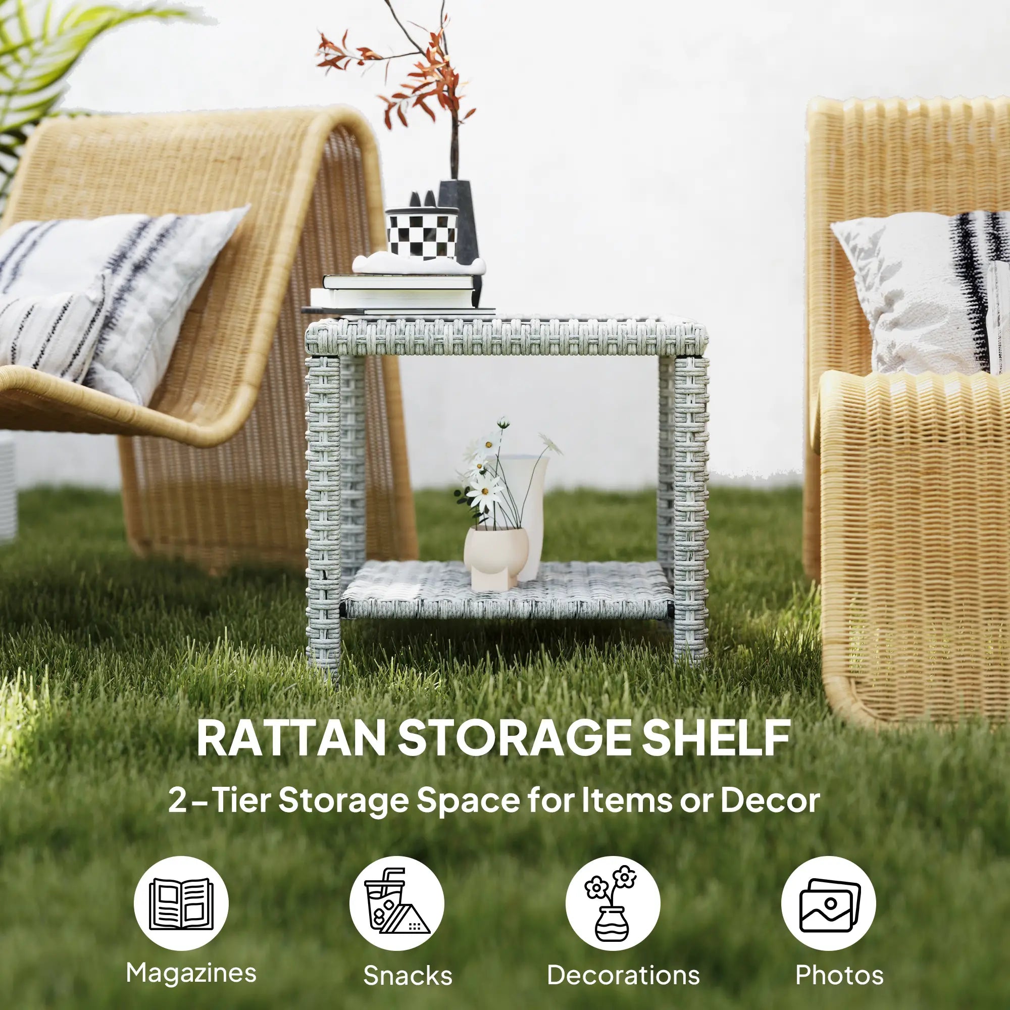 19 Outdoor Wicker Coffee Table, Glass Top, Storage Shelf, Dark Grey Patio Dinning Tables at Gallery Canada