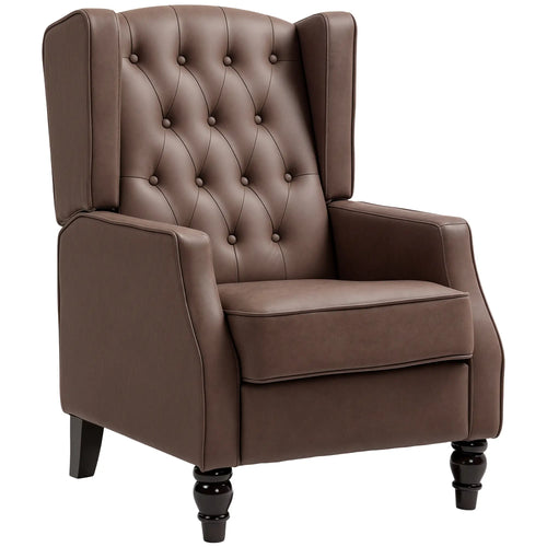 Faux Leather Armchair, Modern Accent Chair, Thick Padding, Brown