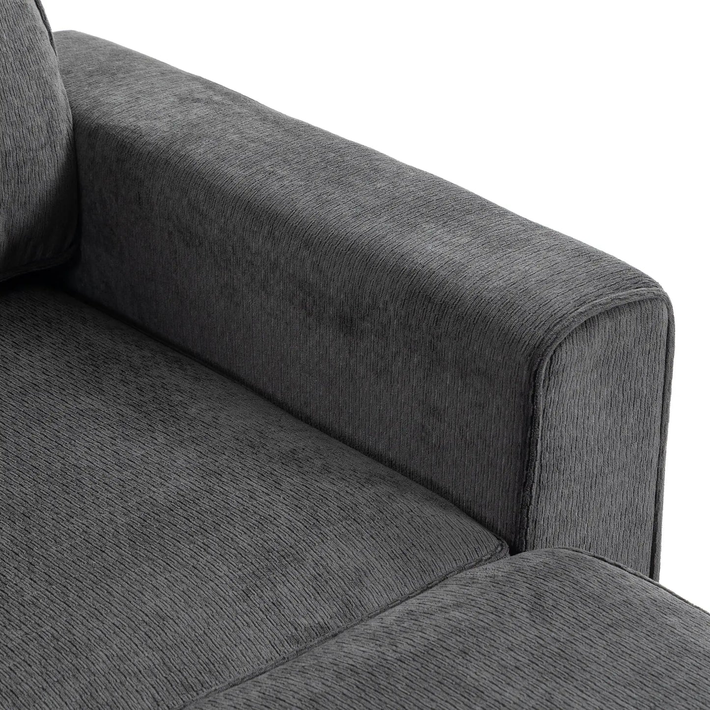 Modular Sectional Sofa Bed With Reversible Ottoman, Dark Grey