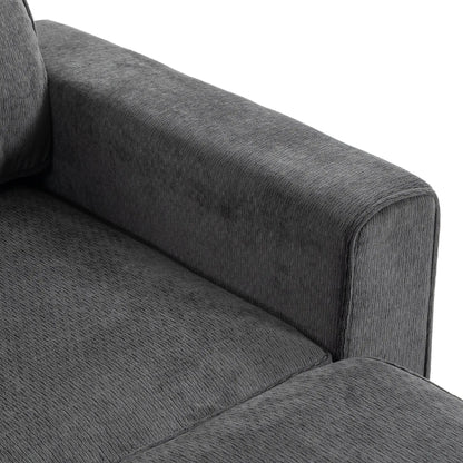 Modular Sectional Sofa Bed With Reversible Ottoman, Dark Grey