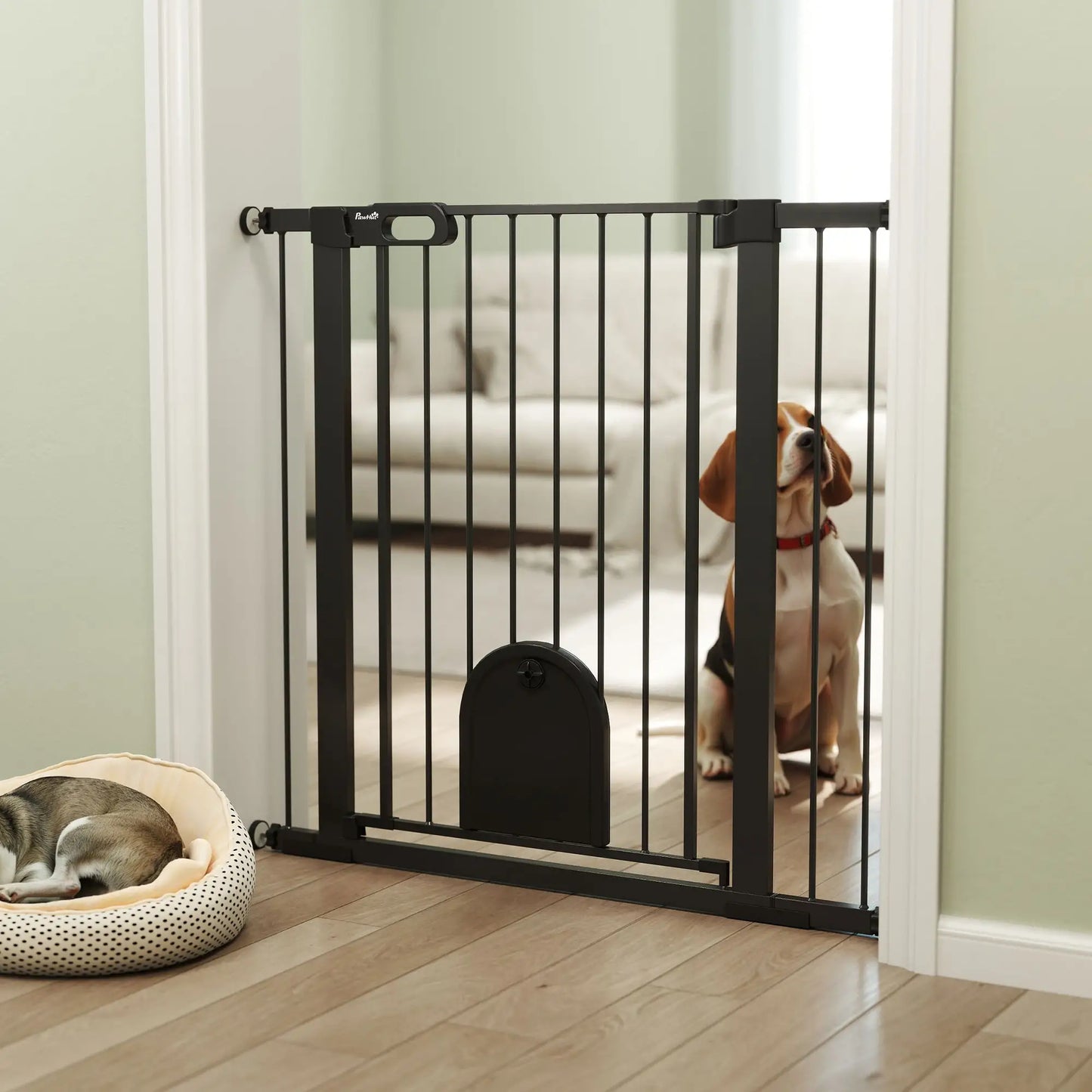 30"-41" Extra Wide Pet Gate, 35"H, Small Door, Black Houses, Kennels & Pens at Gallery Canada