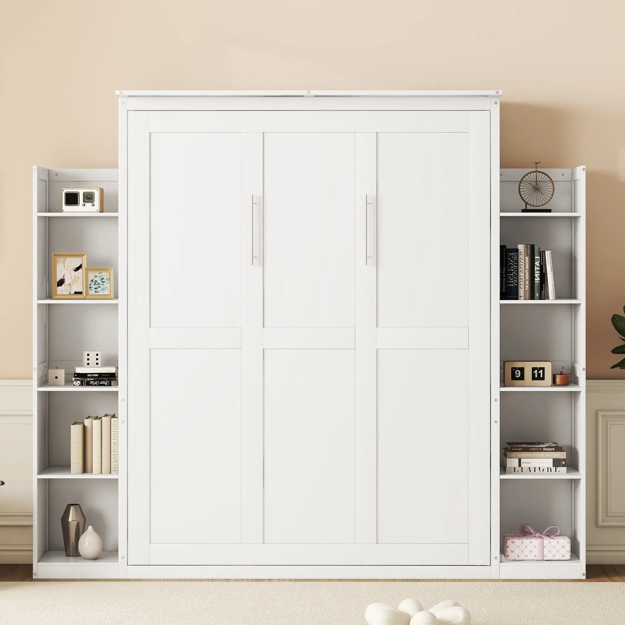 Murphy Bed with Shelves, LED Lights, 97.5