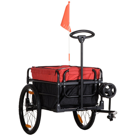 Bike Cargo Trailer &; Wagon Cart, Multi-Use Garden Cart with Removable Box, 20'' Big Wheels, Reflectors, Hitch and Handle, Red - Gallery Canada