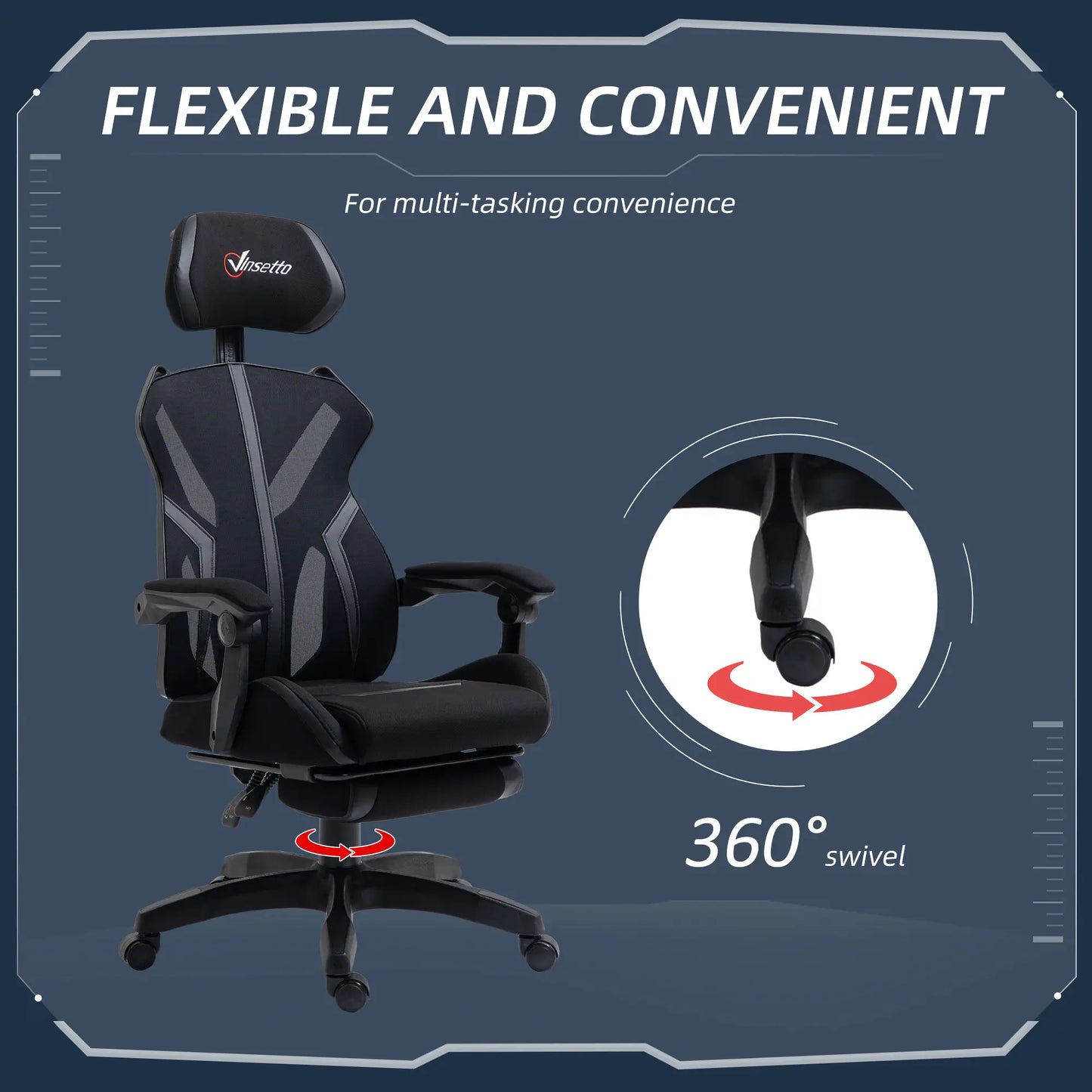 Gaming Chair, Ergonomic Computer Chair with Footrest, Headrest, Black Video Game Chairs at Gallery Canada