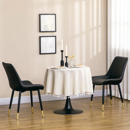 Modern Dining Chairs Set of 2, PU Leather Upholstery, Steel Legs, Black Bar Stools at Gallery Canada