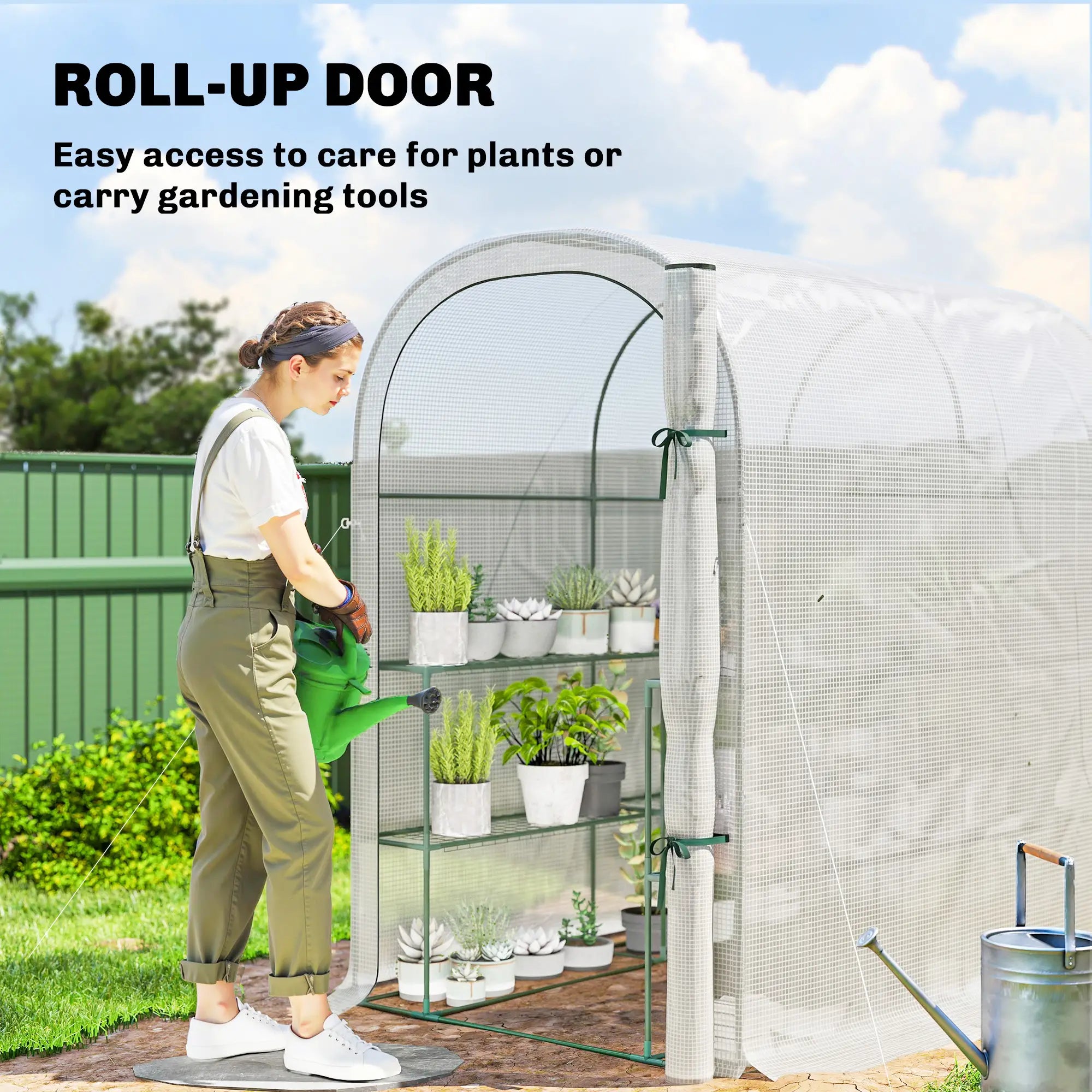 Walk-in Mini Greenhouse With Shelves, Portable Outdoor, 123 x 187 x 189 cm, White Greenhouses at Gallery Canada