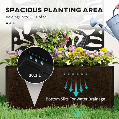 Raised Garden Bed With Trellis, 24" x 9.1" x 44.5", Black Galvanized Planter Boxes at Gallery Canada