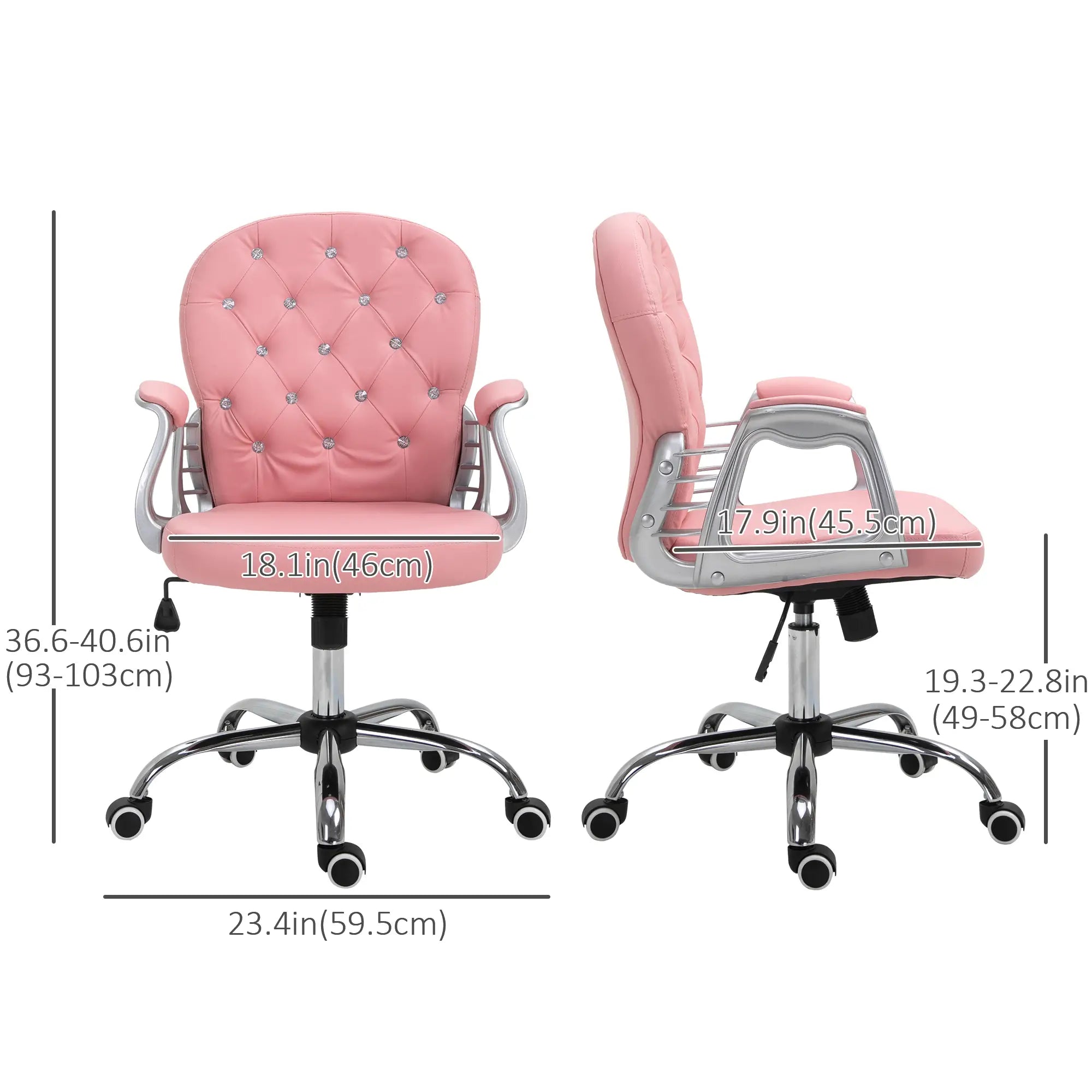 Office Chair, Computer Desk Chair with Adjustable Height and Tufted Back, Pink Task Chairs at Gallery Canada