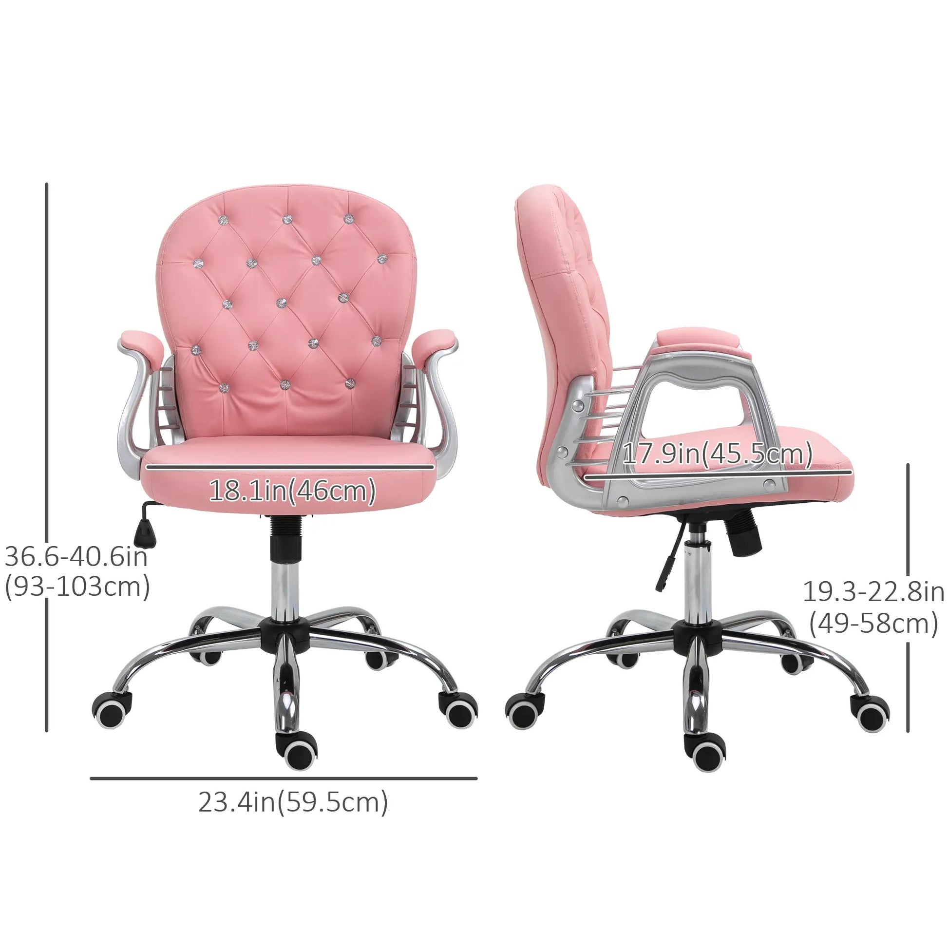 Office Chair, Computer Desk Chair with Adjustable Height and Tufted Back, Pink Task Chairs at Gallery Canada