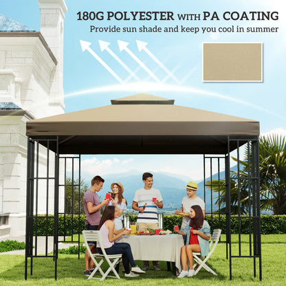 10' X 10' Square 2-Tier Gazebo Canopy Replacement Top, Beige Gazebos at Gallery Canada