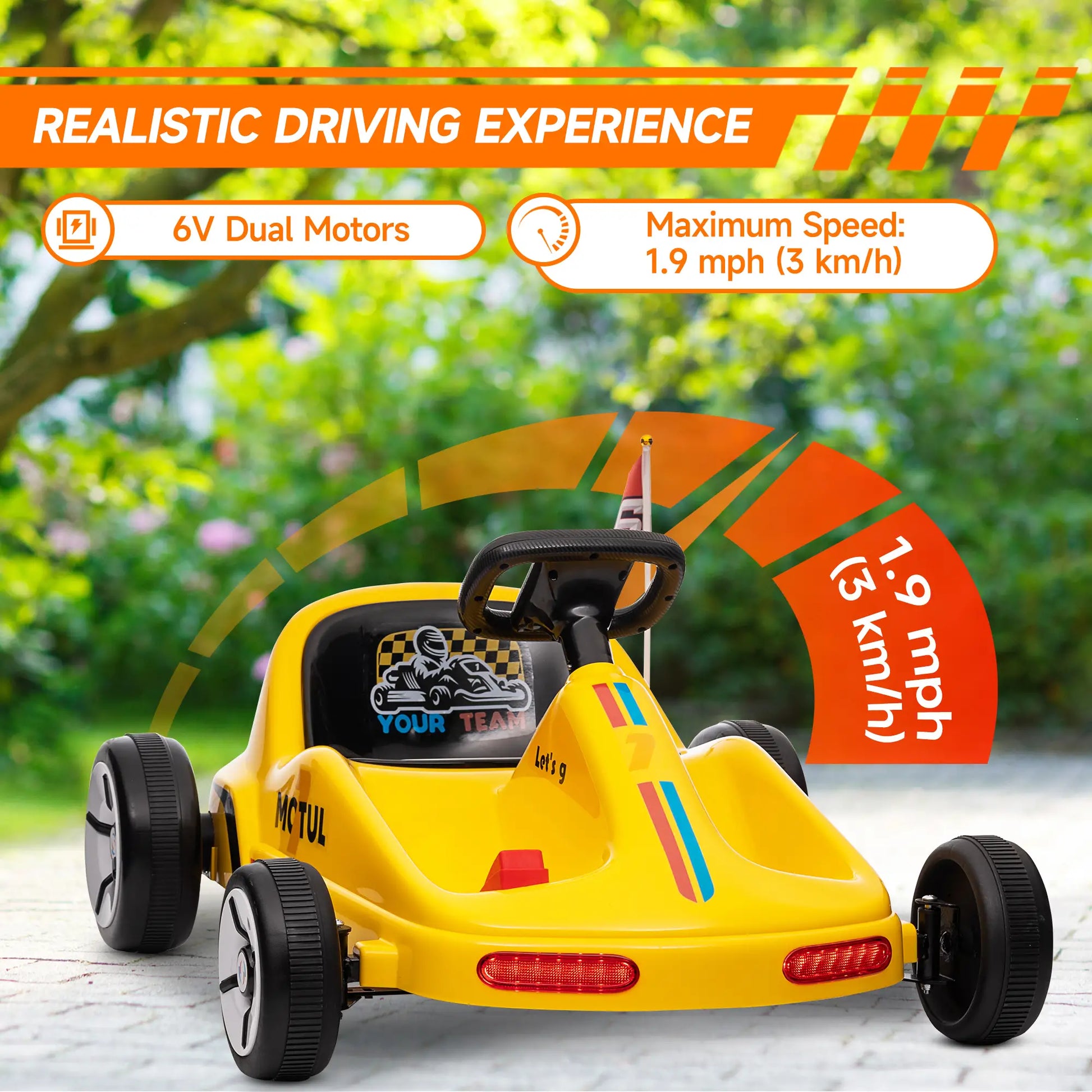 6V Electric Go Kart for Kids, with Music Light Horn, Yellow Electric Ride On Toys at Gallery Canada