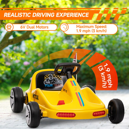 6V Electric Go Kart for Kids, with Music Light Horn, Yellow Electric Ride On Toys at Gallery Canada