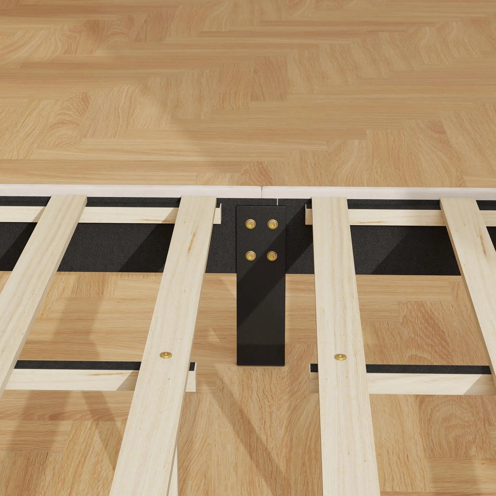 King Size Bed Frame, Upholstered Headboard, Wood Slats, 1100 lbs, Cream Bed Frames at Gallery Canada