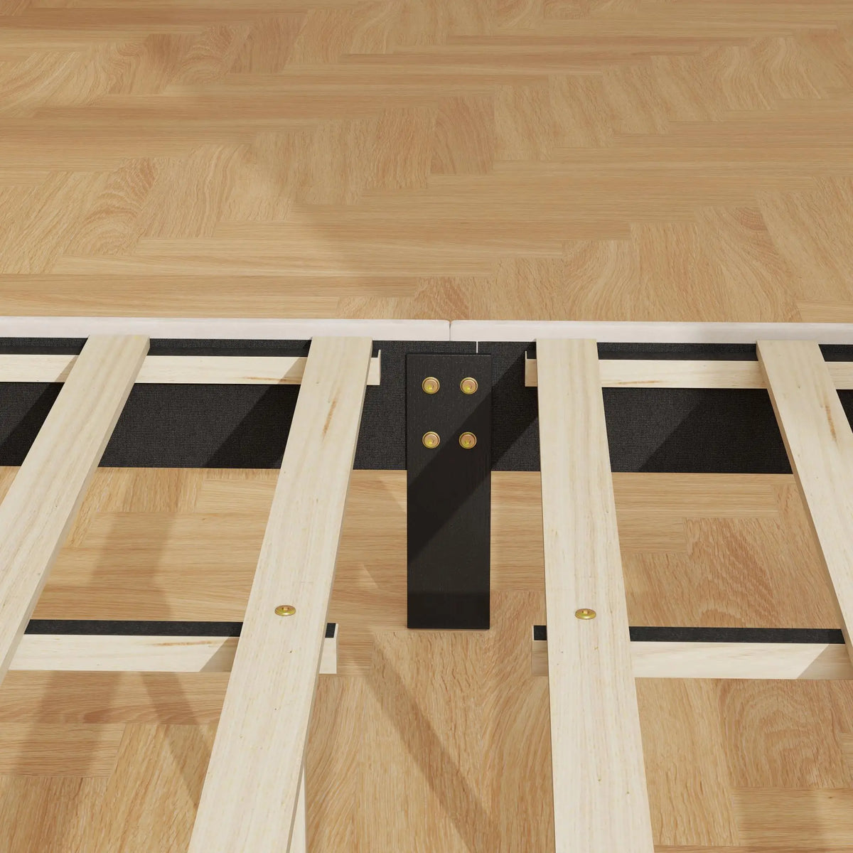 King Size Bed Frame, Upholstered Headboard, Wood Slats, 1100 lbs, Cream Bed Frames at Gallery Canada