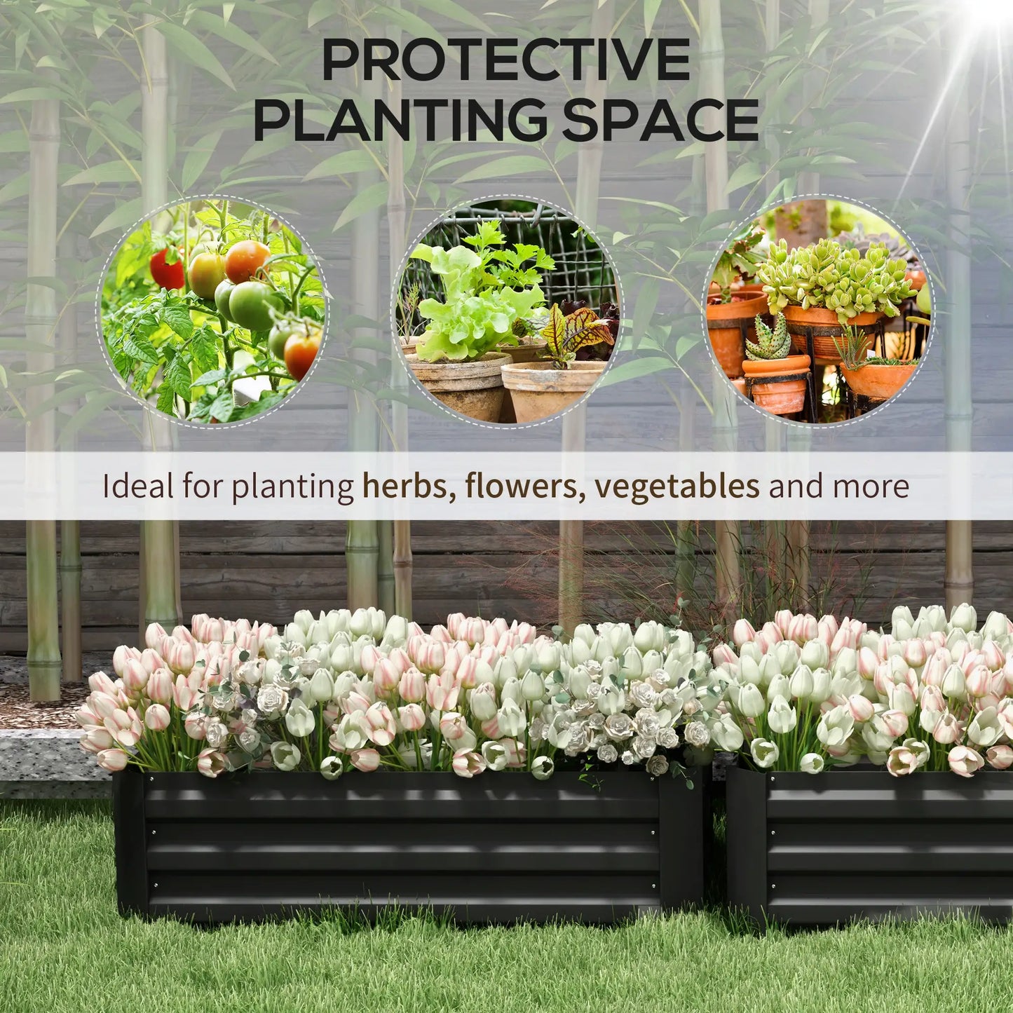 Lit de jardin surélevé en acier, bac à plantes surélevé, 39"x20"x12", Noir