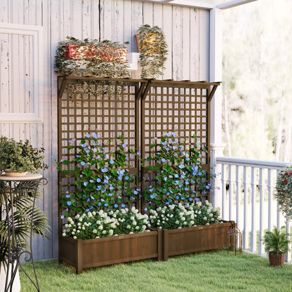 Wood Planter with Trellis for Vine Climbing, Raised Garden Bed Wooden Planter Boxes at Gallery Canada