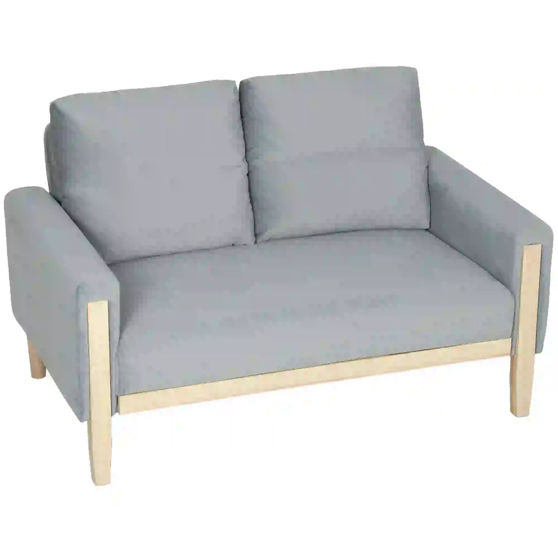 53" Loveseat Sofa, 2 Seater with Wood Legs, Velvet, Grey 2-Seater Sofas Grey, Washed White at Gallery Canada