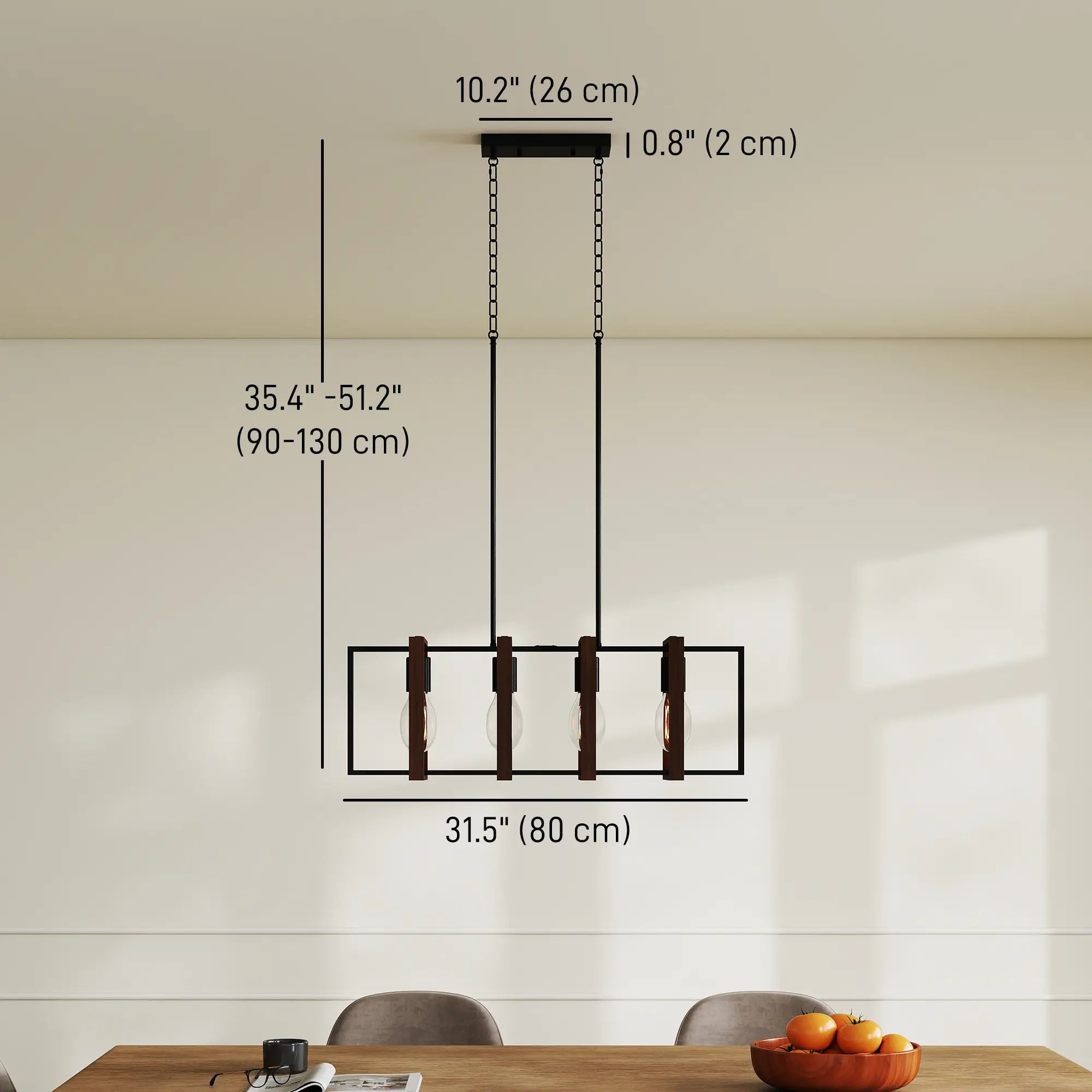 Farmhouse Kitchen Island Pendant Light, 4 Rotatable Frames, Walnut Floor Lamps & Ceiling Fan Lights at Gallery Canada