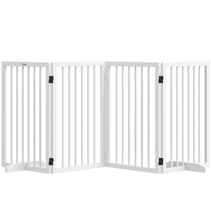 Free Standing Pet Gate, Foldable, 4 Panels, White