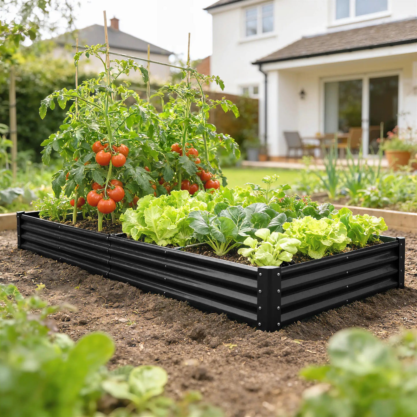12x4x1ft Galvanized Raised Garden Bed, Reinforced Outdoor Planter Box, Black Galvanized Planter Boxes at Gallery Canada