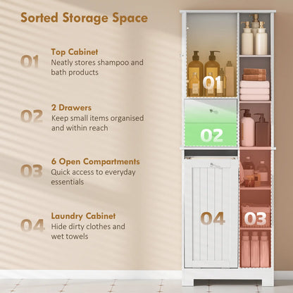 67" Tall Bathroom Storage Cabinet, Slim, White Freestanding Bathroom Cabinets at Gallery Canada