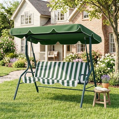 Outdoor Porch Swing, Adjustable Canopy, 3-Seater, Green Patio Swings with Stand at Gallery Canada
