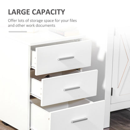 Mobile 3 Drawer File Cabinet with Wheels, Lock, Keys, White Office Cabinets & Cupboards at Gallery Canada