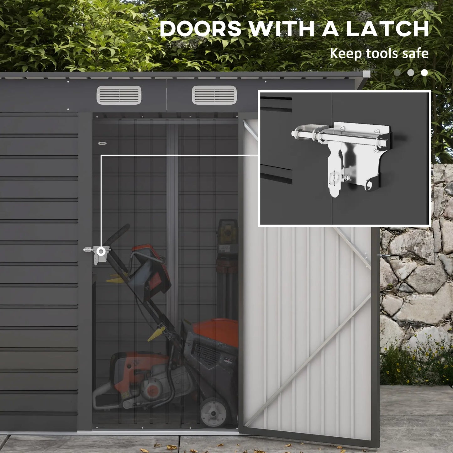 6 x 4FT Galvanized Metal Garden Shed, Double Doors, 2 Vents, Grey Sheds at Gallery Canada