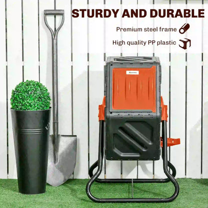 Rotating Composter Bin, 17 Gallon, 24 Vents, Steel Legs, Orange Outdoor Compost Bin at Gallery Canada