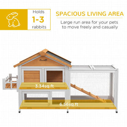 65" Wooden Rabbit Hutch, Pet Playpen, Openable Roof, Storage Box, Yellow Rabbit Hutch at Gallery Canada