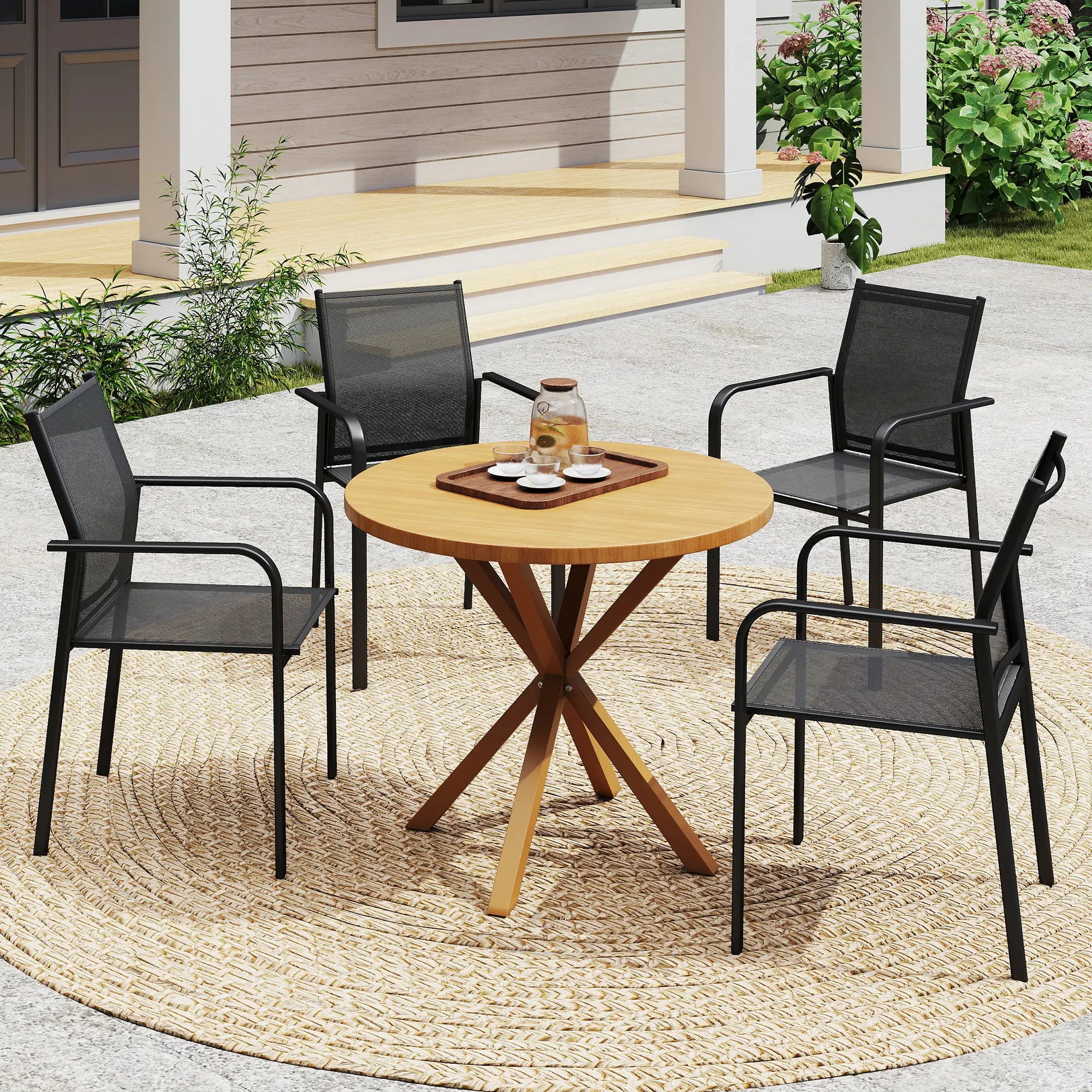 Stackable Patio Chairs Set of 4, 20